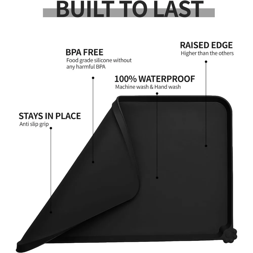 Estera de alimentación impermeable para mascotas con bordes elevados altos, cuenco de agua para perros y gatos con sin BPA, esteras de silicona de calidad alimentaria para perros y gatos - imagen 4