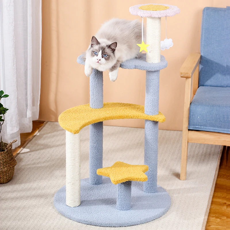 BOOTEELY-Cuadro de escalada para gatos con forma de estrella y Luna, juguetes pequeños de Sisal para rascar gatos, tabla para rascar, molienda de garras, tipo plato giratorio para gatos - imagen 3