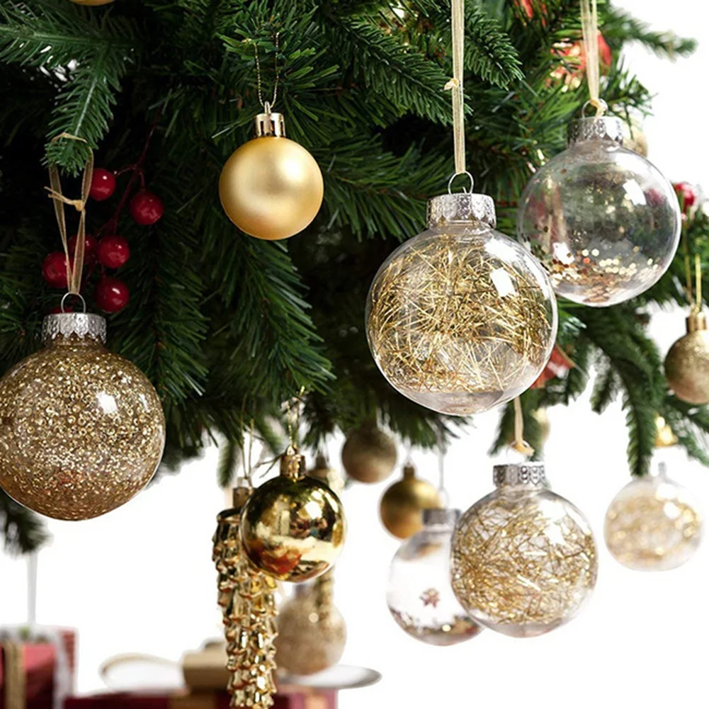 Adornos transparentes de bolas de Navidad, adornos inastillables para árbol de Navidad, lazo colgante para decoración del hogar, fiesta de vacaciones - imagen 2