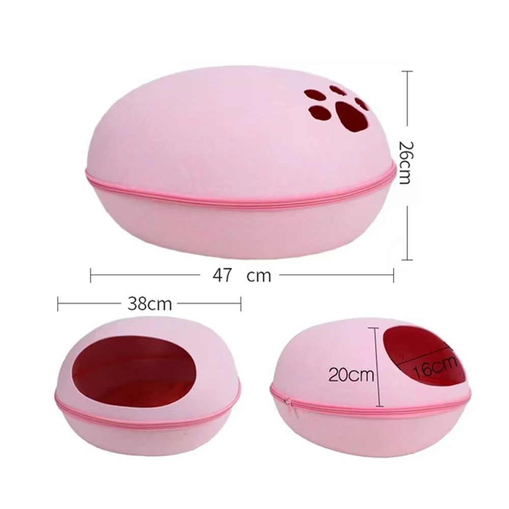 Cama huevo para gatos, nido suave con colchón de fieltro y abertura - imagen 5
