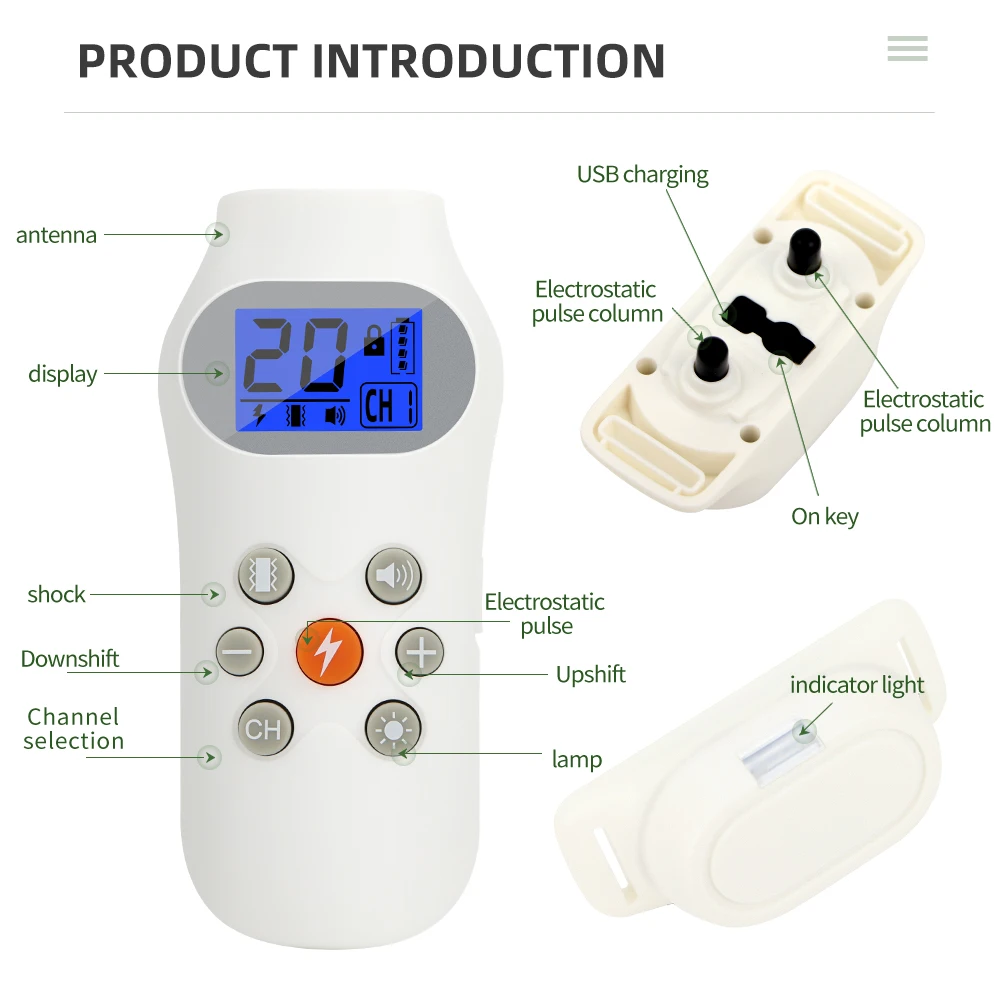 Collar de entrenamiento para perros con Control remoto de 800M, entrenador electrónico para perros, collares para perros de 433MHz, Collar de choque con vibración recargable - imagen 5