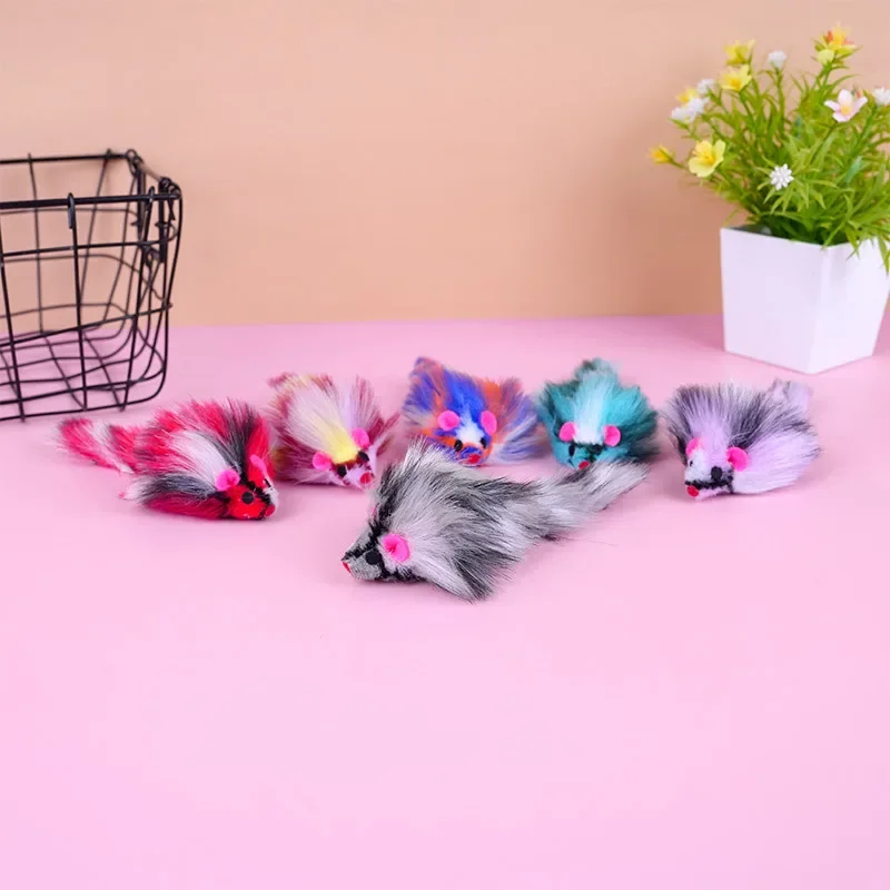 Lote de juguetes para gatos – ratones peluche y plumas coloridas - imagen 4