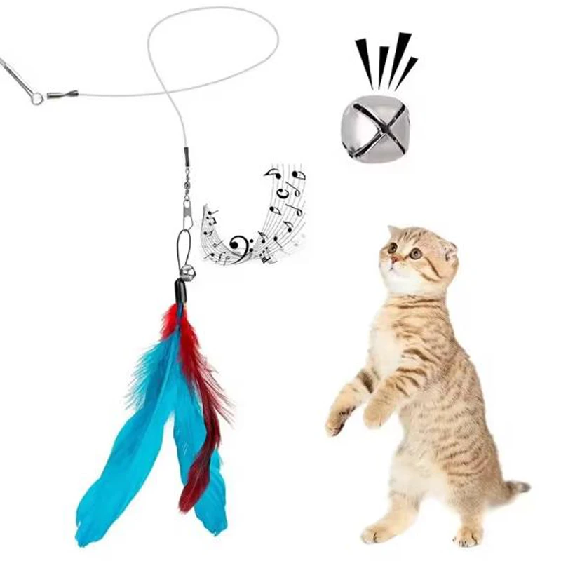 Juguetes para gatos, 11 Uds., juego de juguetes de plumas para gatos de repuesto, cabezal de repuesto de plumas, palo retráctil para gatos, productos para gatos - imagen 4