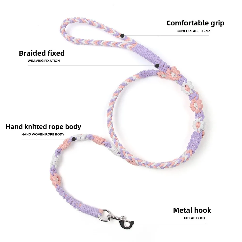 Correa de nailon tejida a mano de lujo para perro, patrón retorcido colorido con decoración de cinta, equipo Ersonalizado para mascotas para caminar