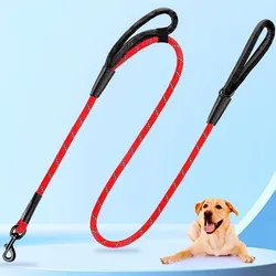 Correa para perros con doble mango y cinta reflectante