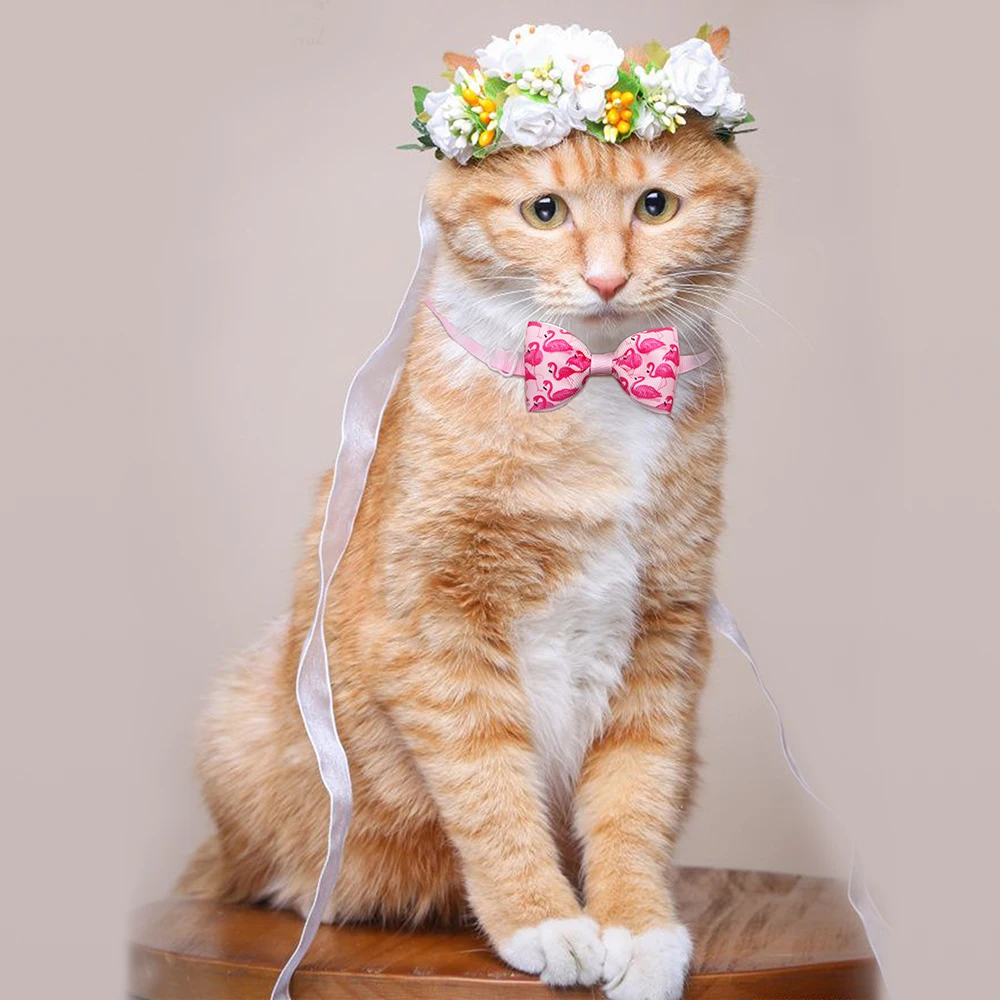 Corbata moño para perros con estampado de frutas y flamencos - imagen 3