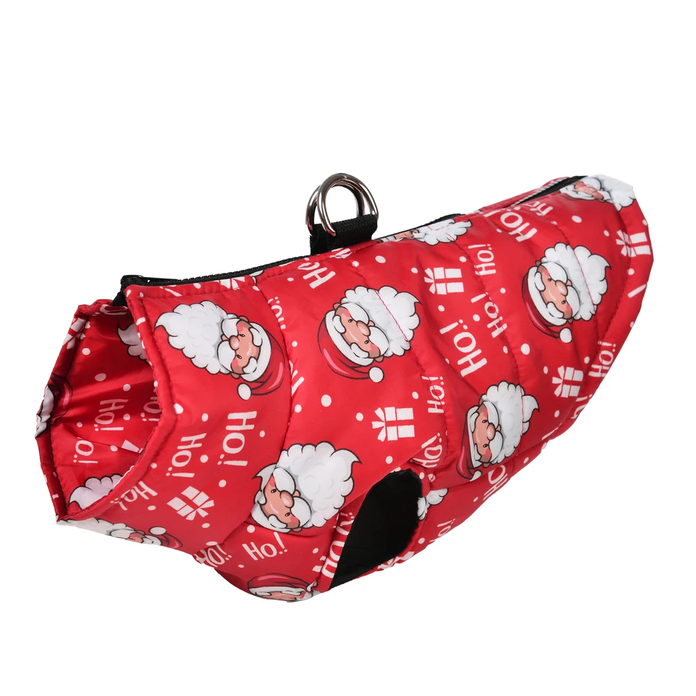 Disfraz navideño para mascotas, chaqueta cálida para perros pequeños y medianos, bonito chaleco con estampado de muñeco de nieve para cachorros, abrigo con anillo en D para Chihuahua - imagen 4