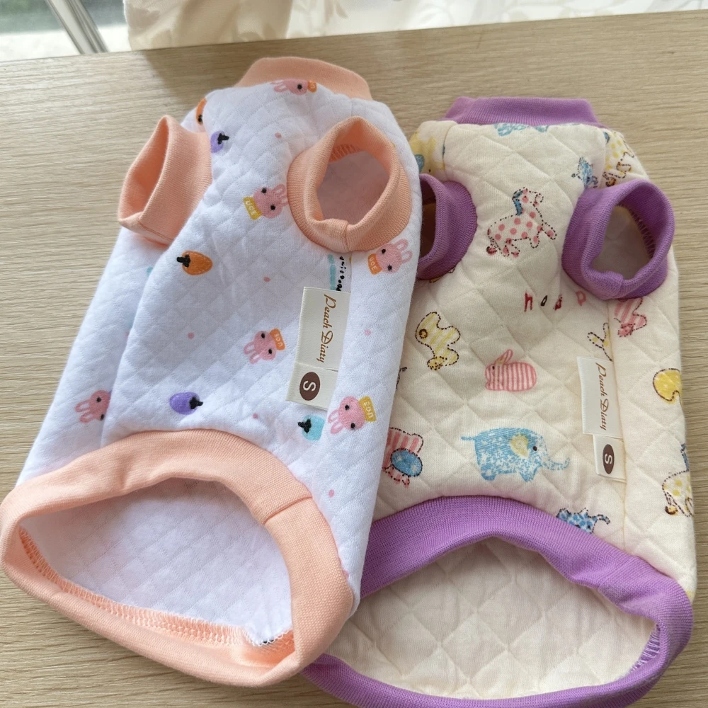 Abrigo de manga corta morado cálido para gato Sphynx Sudadera de algodón para gatitos perros Pijama de dibujos animados rosa suave para gatos Suministros para mascotas - imagen 2