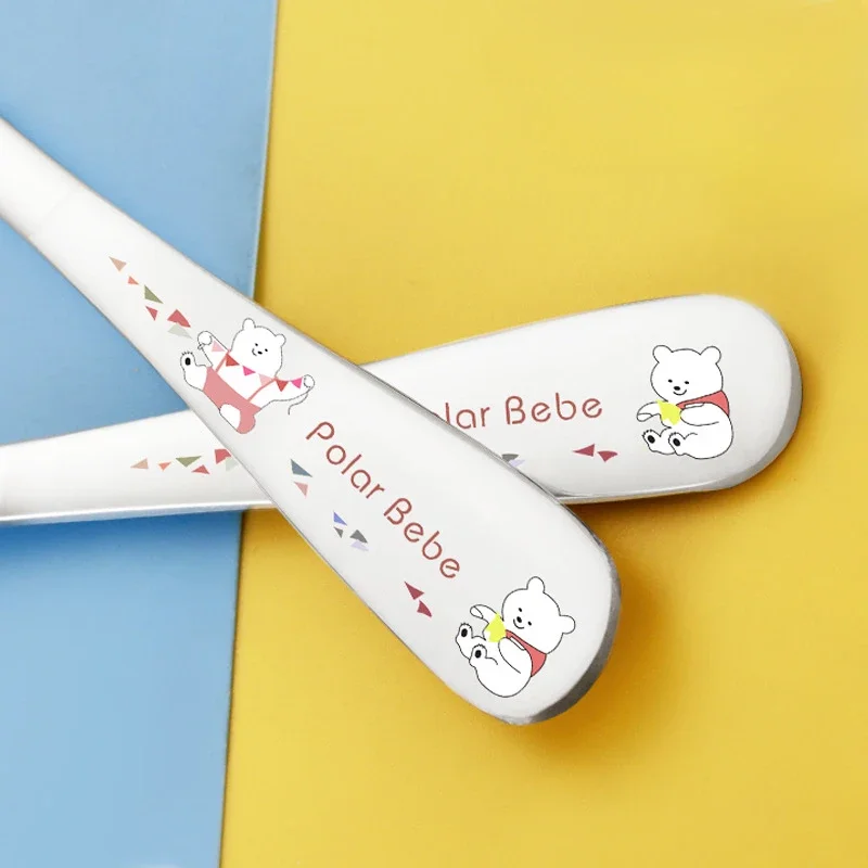 Cuchara de acero inoxidable para niños, cuchara de coche de dibujos animados, moño de sopa, cocina casera, vajilla bonita esencial, cuchara y tenedor para niños - imagen 3