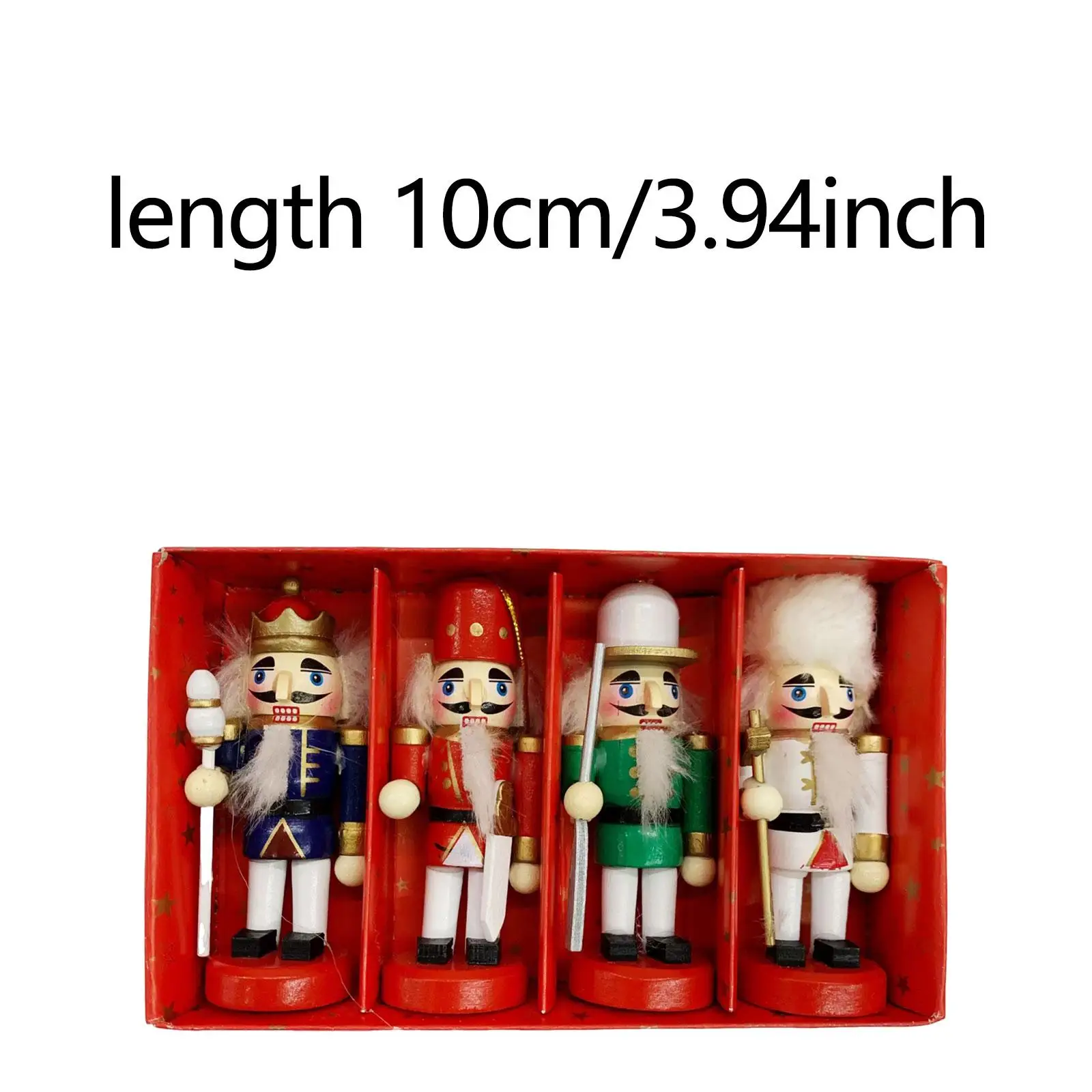 Set of 4 Wooden Christmas Nutcracker Handcrafted Sturdy for Table Display Lightweight Xmas Gift Collection Desktop Decoration