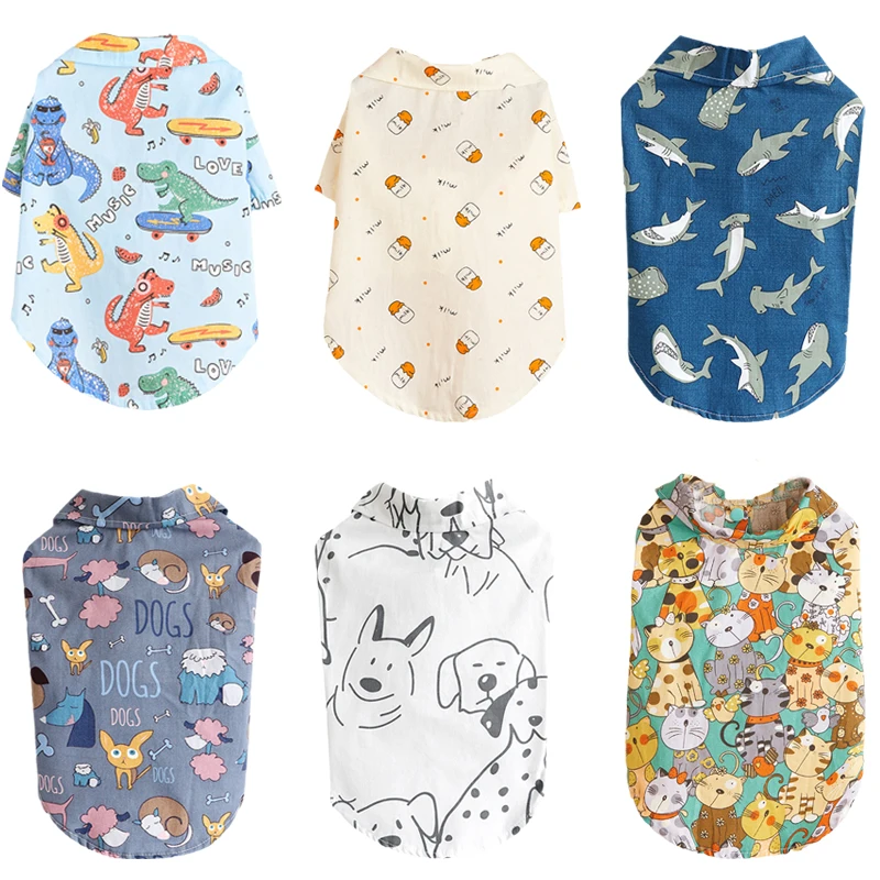 Ropa de verano para mascotas, camiseta con estampado de dibujos animados para perros y gatos, Schnauzer, Chihuahua, chaleco fino y transpirable para cachorros