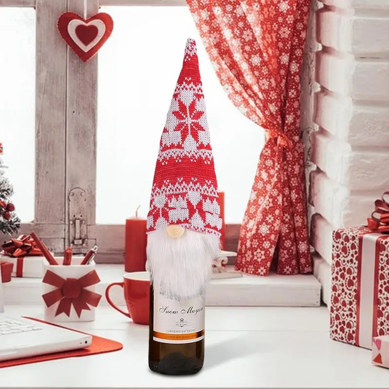 Cubierta de botella de vino sin rostro de Gnomo, regalo de Año Nuevo, decoraciones navideñas para el hogar, Decoración de mesa de cena - imagen 5