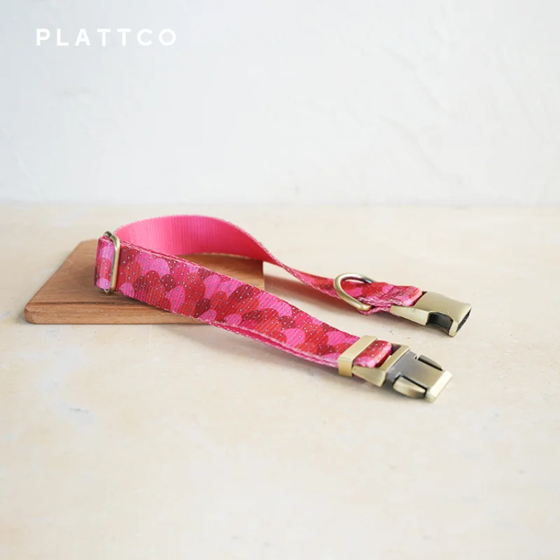 PLATTCO-collar de perro de diseño único, estampado de gelatina de fresa con hebilla de bronce de alta calidad, tamaño 5 PDC322Br - imagen 3