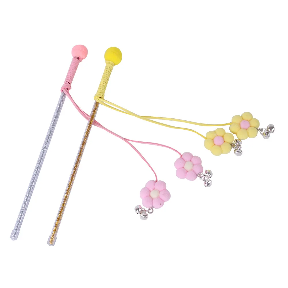 Juguete interactivo con flor de simulación para gato, varita de juguete con campana, rosa, varita, suministros - imagen 3