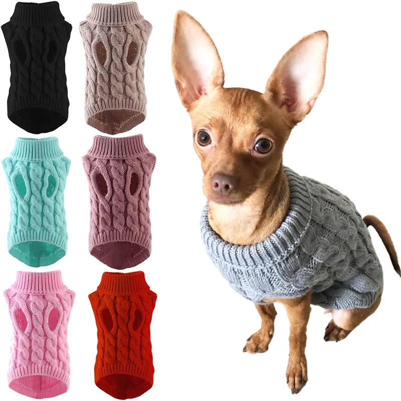 Suéteres para perros pequeños y medianos, ropa para gatos, chaleco cálido de invierno con cuello alto para mascotas, chaleco para Chihuahua, chaqueta de Bulldog Francés de peluche