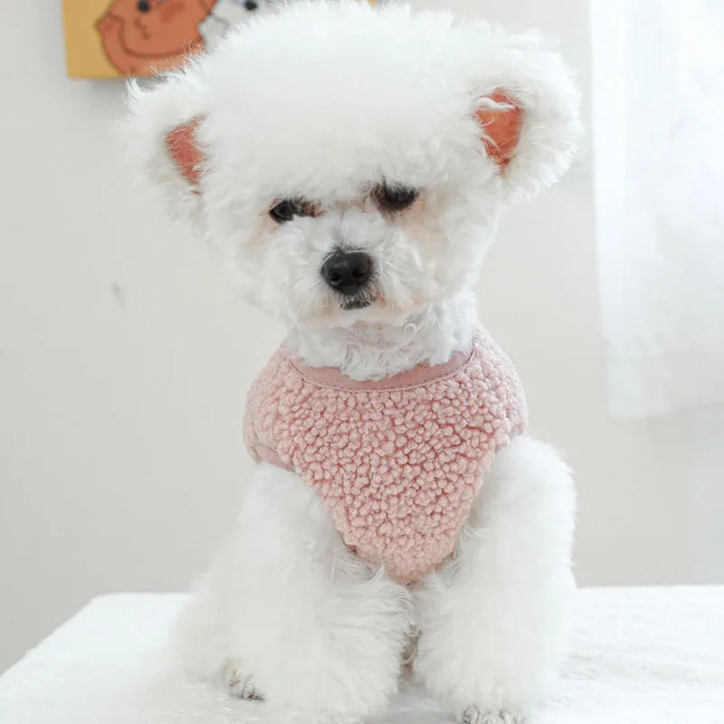 Chaleco de lana para perro, abrigo grueso de invierno para perros pequeños, chaqueta de arnés con anillo en D Chiwawa, prendas exteriores - imagen 5