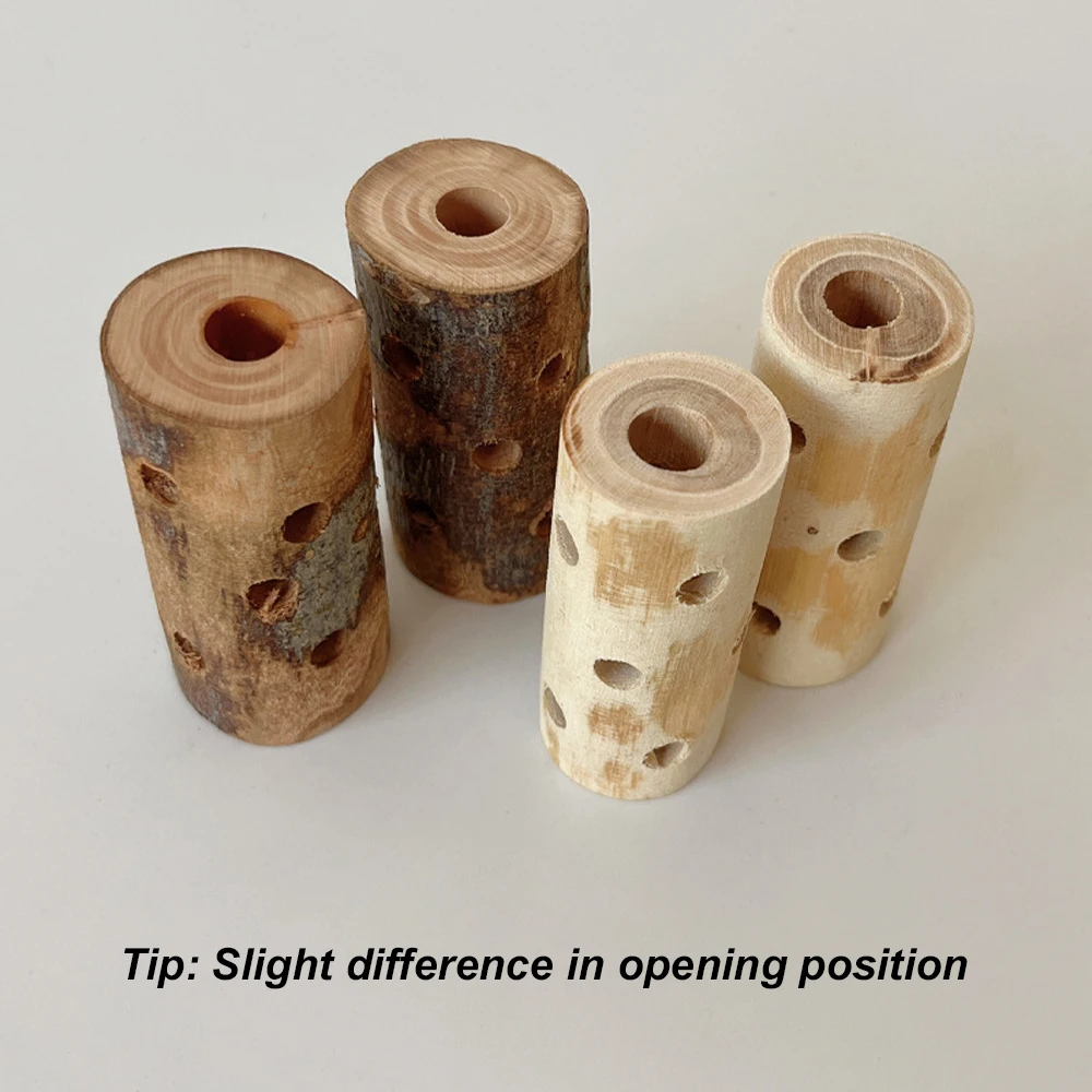 Juguete de dentición para excavación de agujeros de madera Natural, juguete divertido para masticar y forrajeo para mascotas pequeñas, suministros para jaulas de hámsters y conejos, todas las estaciones, 1 ud. - imagen 3