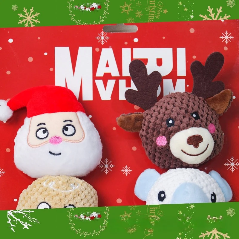 Regalo de Navidad para mascotas, bonita bola peluda, fabricación de sonido, juguete de peluche resistente a mordeduras para mascotas, suministros para cachorros, accesorios para perros pequeños - imagen 3