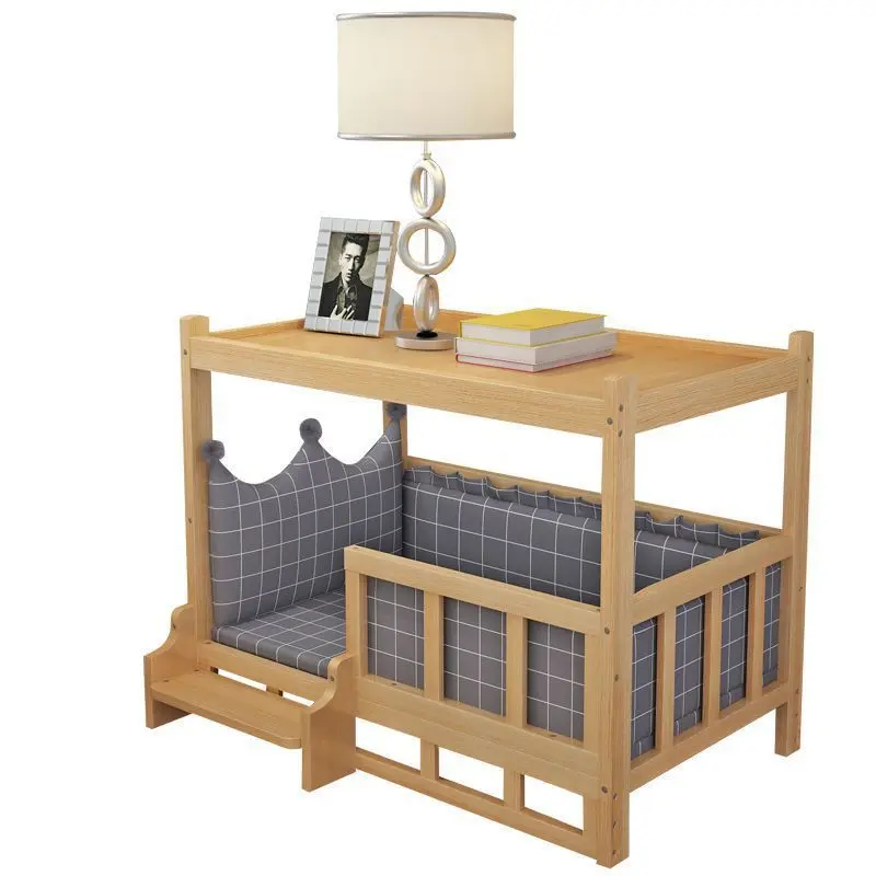 Perrera para perros, Perrera de madera maciza, Teddy dorado, cama de madera reutilizable para gatos, mesita de noche para gatos para todas las estaciones, productos para mascotas - imagen 4