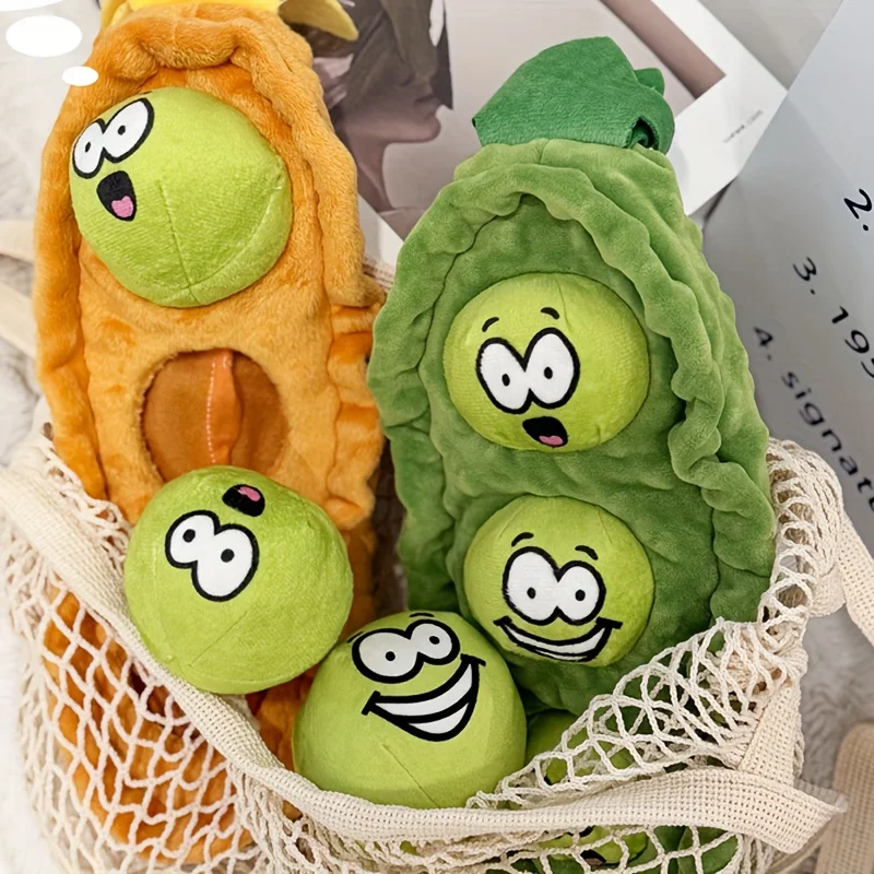 Juguetes interactivos para olfatear perros de peluche, juguetes de guisante para mascotas para perros pequeños y medianos, rompecabezas resistente a mordeduras, juguete chirriante para cachorros, accesorios para perros