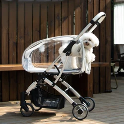 Carrito de paseo 4 ruedas plegable desmontable para cachorros y gatos