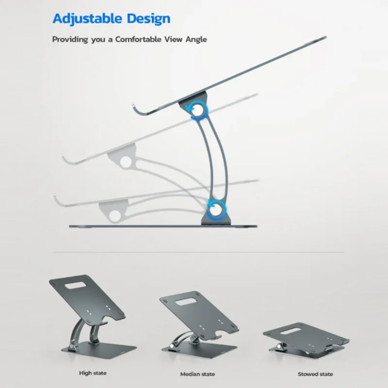Soporte para ordenador portátil, soporte para tableta y teléfono móvil, aleación de aluminio, soporte multifuncional para escritorio, rotación de 360 grados, plegable - imagen 5