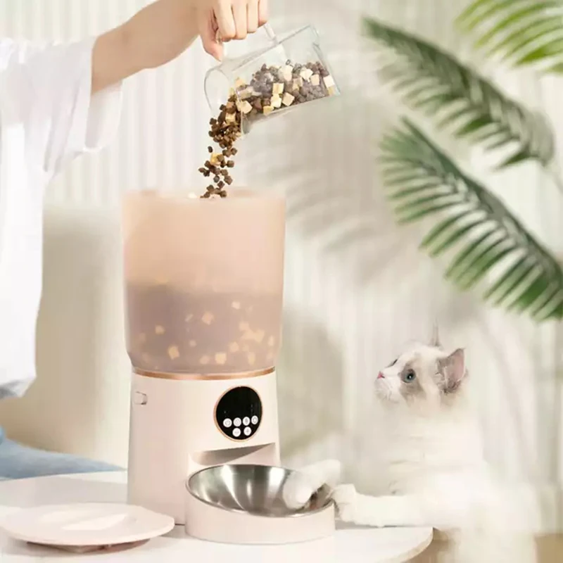Alimentador automático para gatos, dispensador inteligente de comida para gatos, recargable por USB, accesorios para perros, alimentador de sincronización inteligente, 5L - imagen 4
