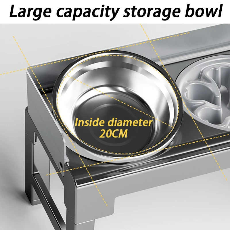 Comedero para perros de elevación ajustable elevado, tazón de acero inoxidable, dispensador de comedero para perros, comederos para mascotas baratos y lentos, protección del cuello para alimentos - imagen 5