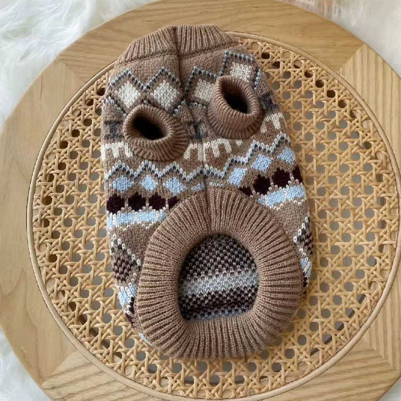 Suéter bohemio para perros Wiener, abrigo suave tejido a mano de otoño para perros tejano, ropa de descanso gruesa y cálida para perros pequeños y medianos de perro salchicha - imagen 5