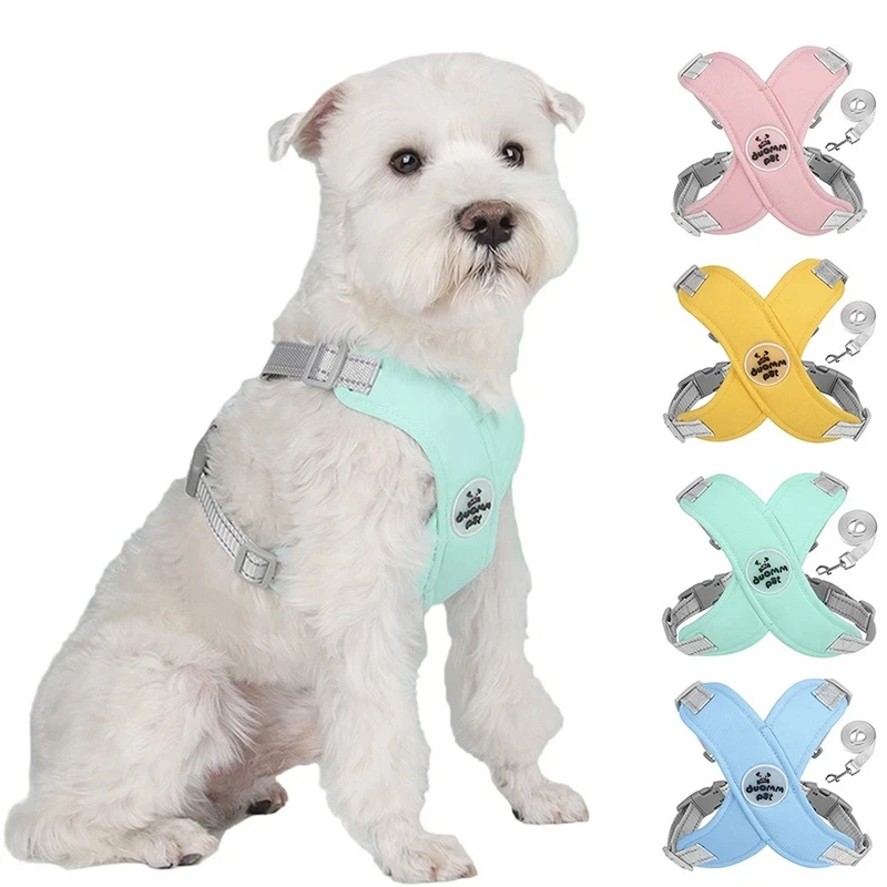 Arnés en forma de X para mascotas, chaleco para perros pequeños y medianos, Bulldog Francés, arnés Halter para perros, Correa transpirable para el pecho, malla reflectante