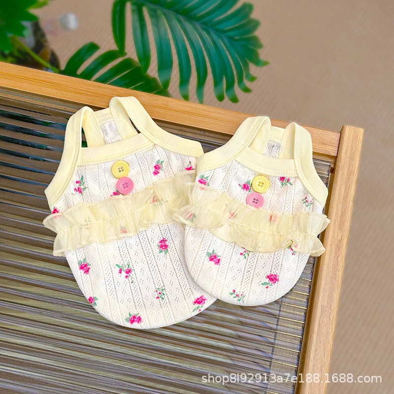 Pet Spring Floral Strap Top Thin Breathable Top Small Dog Teddy Pet Cooling Vest for Dog Puppy Clothes