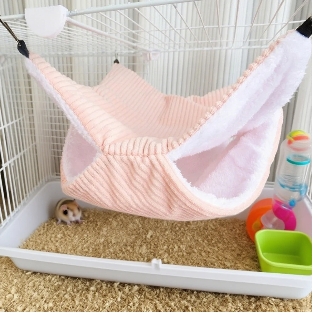 Hamaca para rata, cama cálida de felpa de grosor doble para casa de hámster, saco de dormir colgante para árbol, conejillo de indias, suministros para mascotas, 1 ud. - imagen 2