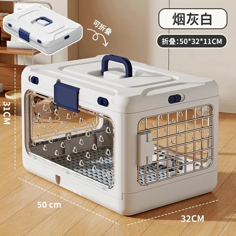 Suministros para mascotas, bolsa de aire portátil para mascotas, maleta plegable para perros, coche para llevar, caja transparente a cuadros para gatos de gran capacidad - imagen 5