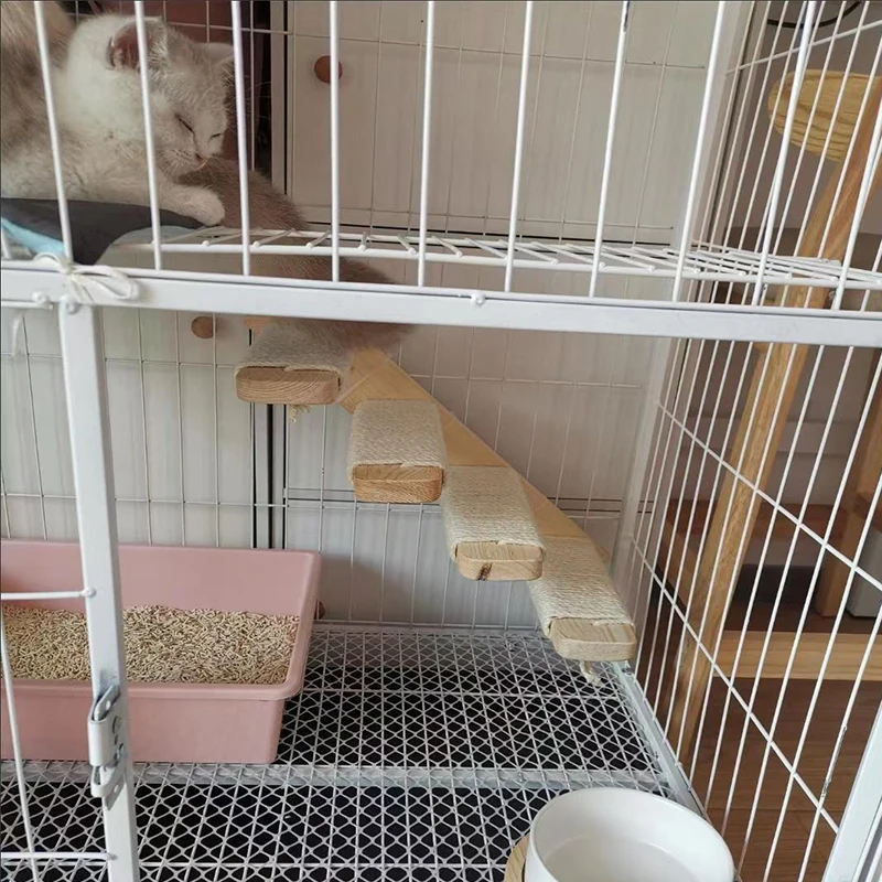 Escalera de cuerda de Sisal para gatos, marco de escalada antideslizante para gatos, árbol de madera para gatos, escaleras, tablero rascador para saltar, plataforma, muebles para mascotas - imagen 2