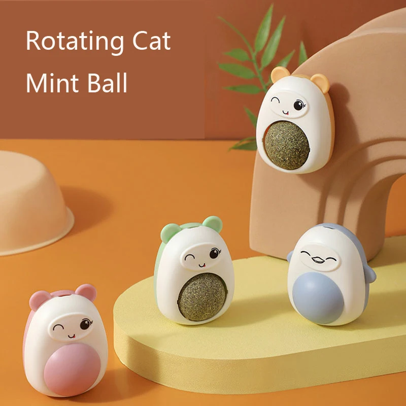 Bola de menta de gato de dibujos animados, juguete giratorio de pasta de pared, piruleta, molienda de dientes, ayuda a quitar el pelo, nuevo