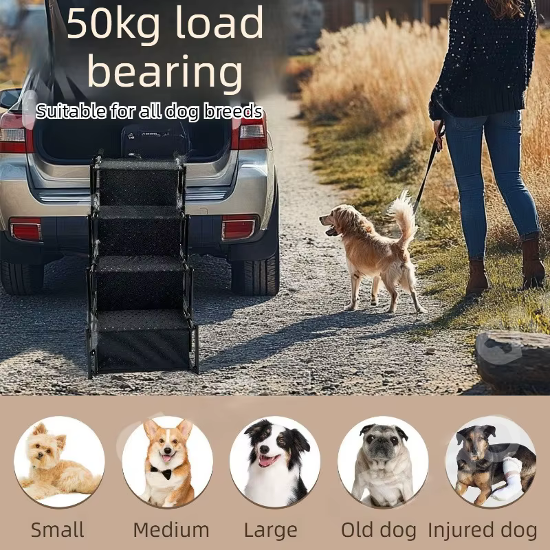 Escalera plegable 4 peldaños para perro – Sube al coche sin esfuerzo - imagen 3
