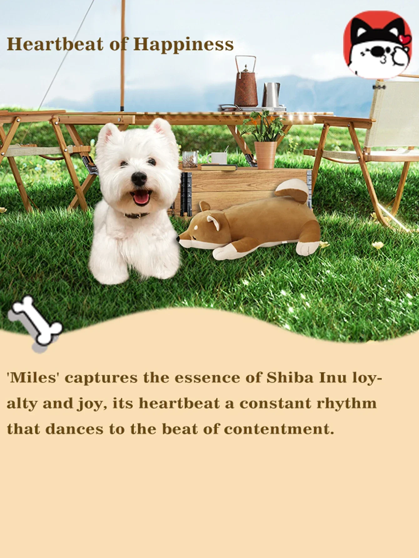 Juguete de peluche para perro Akita, cachorro, latido del corazón Alivio del estrés de las mascotas y ayuda calmante, juguete de estrés de separación de cachorros - imagen 3