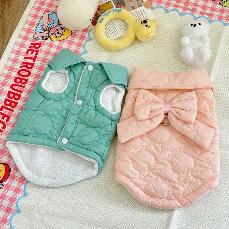 Chaquetas cálidas de invierno para cachorros, ropa de algodón con estampado bonito para mascotas, chaleco para perros con correa fría, Bichon Yorkshire, ropa para perros pequeños, Chihuahua - imagen 4