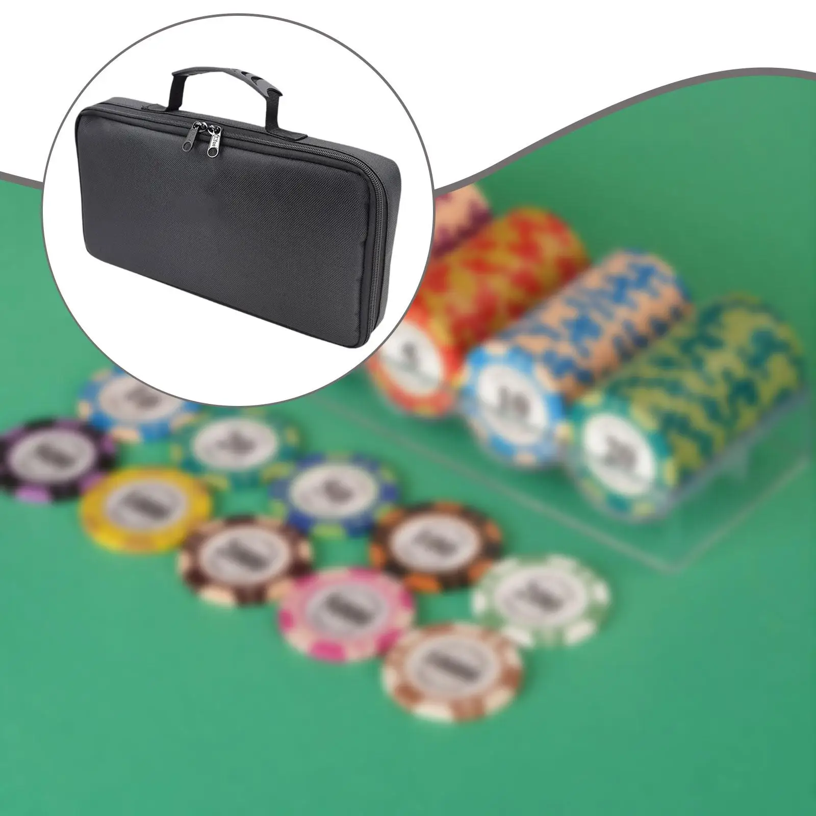 Bolsa de almacenamiento para juegos, bolso con Chip de arcilla, accesorios Premium, tela Oxford de gran capacidad con 7 compartimentos y asa - imagen 5