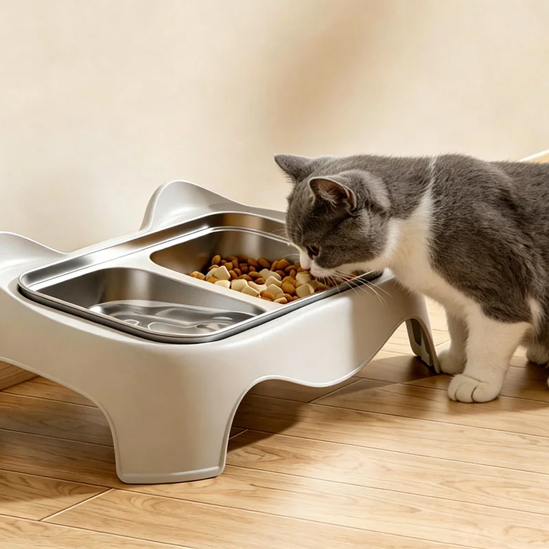 Comedero elevado 2 en 1 para gatos y perros pequeños – Acero inoxidable - imagen 3