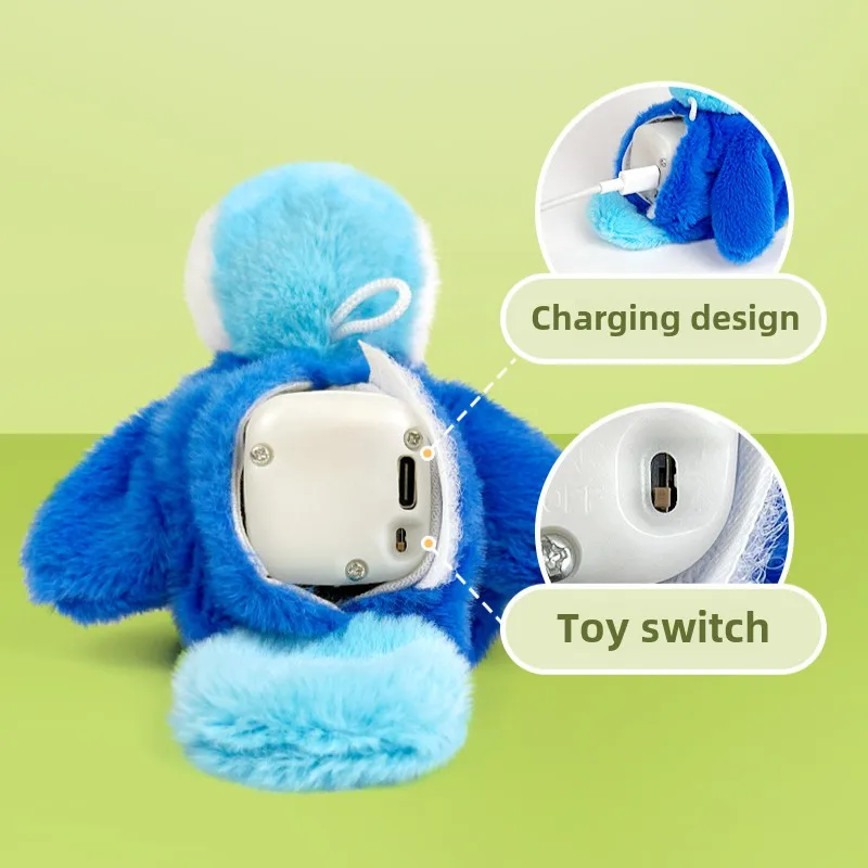 Recarregável recarregável brinquedos interativos para gatos chirping batendo pássaro gatos estridentes brinquedo de pelúcia brinquedo para gatos ativado por toque - imagen 3