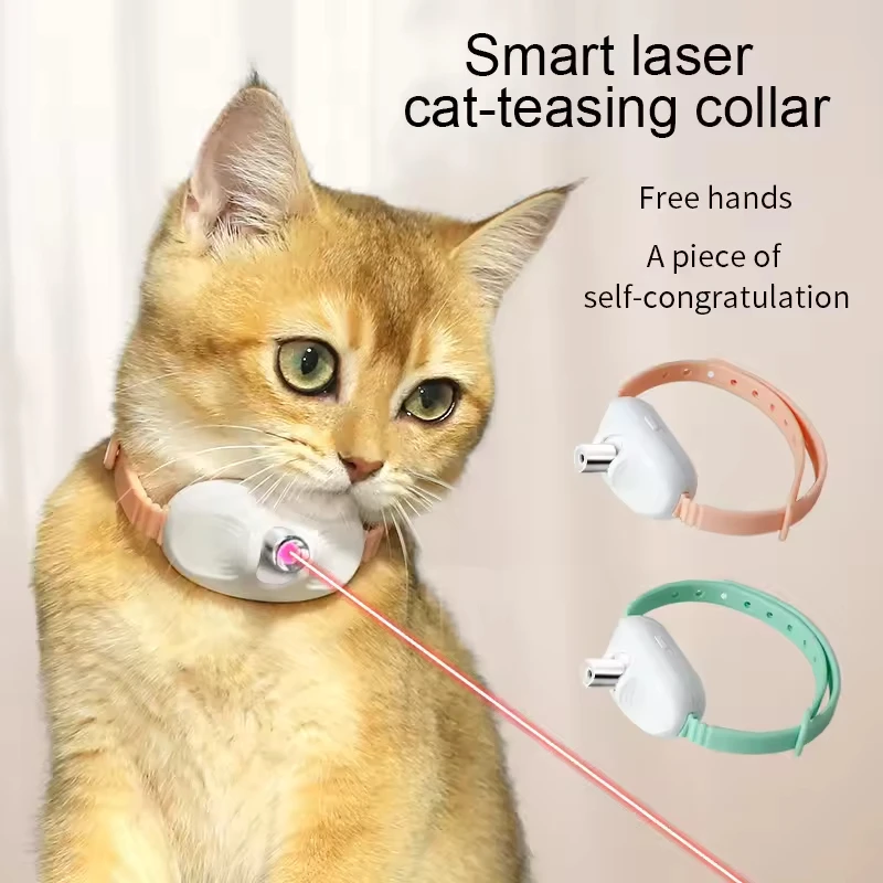 Juguetes interactivos para gatos, Collar con puntero láser para interiores, Collar electrónico para gatitos, juguetes de ejercicio recargables para mascotas