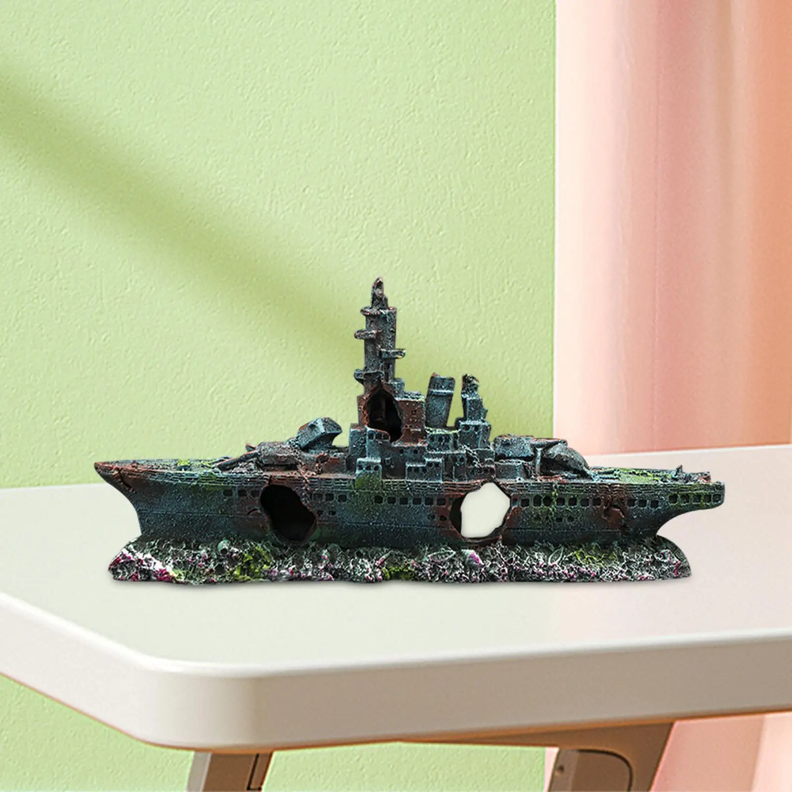Aquarium Shipwreck Decoration Ship Figurine for Desktop Desk Micro Landscape