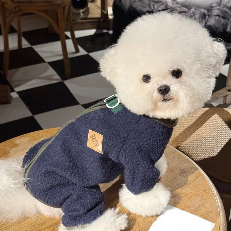 Mono de invierno para perros, ropa de lana para perros, abrigo sólido para perros, pijamas cálidos de cuatro patas, monos para Chihuahua Yorkshire, ropa gruesa para mascotas - imagen 2