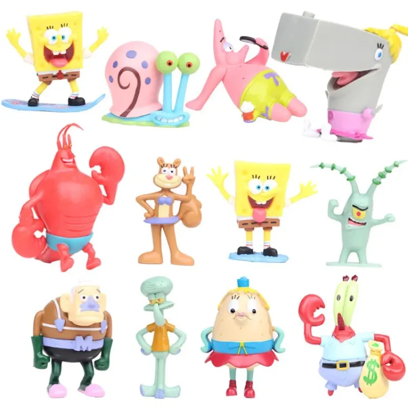 12 unids/set Anime Bob Esponja Patricio colección de figuras de acción modelo juguetes decoración de habitación de dibujos animados regalo de cumpleaños para niños - imagen 4