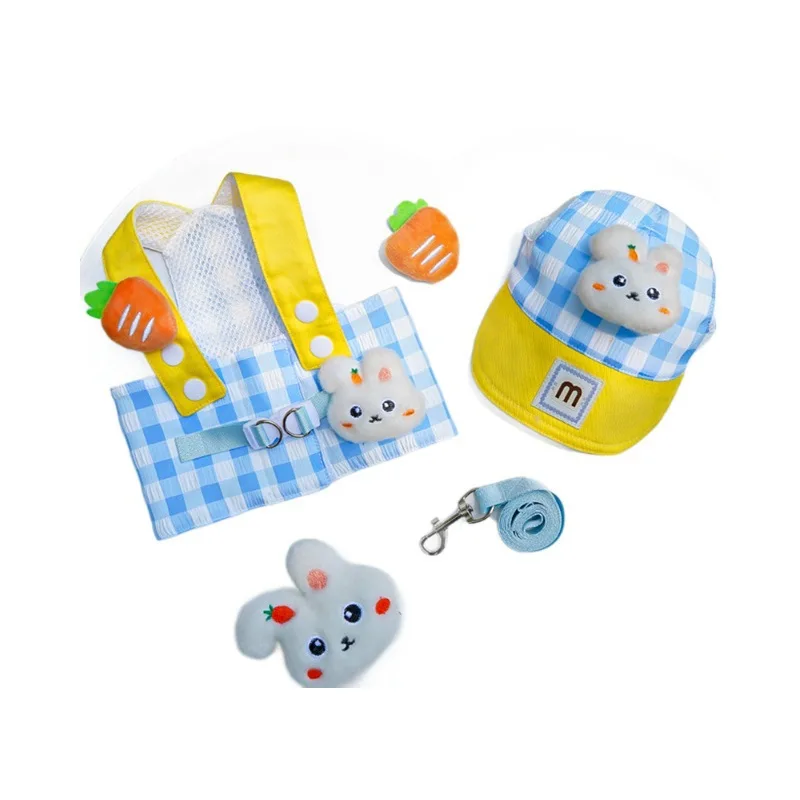 Conjunto de correa y arnés para perros de montaña, 3 uds., dibujos animados, Unisex, para todas las estaciones, bonitos accesorios para mascotas al aire libre, gorra con protección solar, chaleco para cachorros pequeños, tracción - imagen 4
