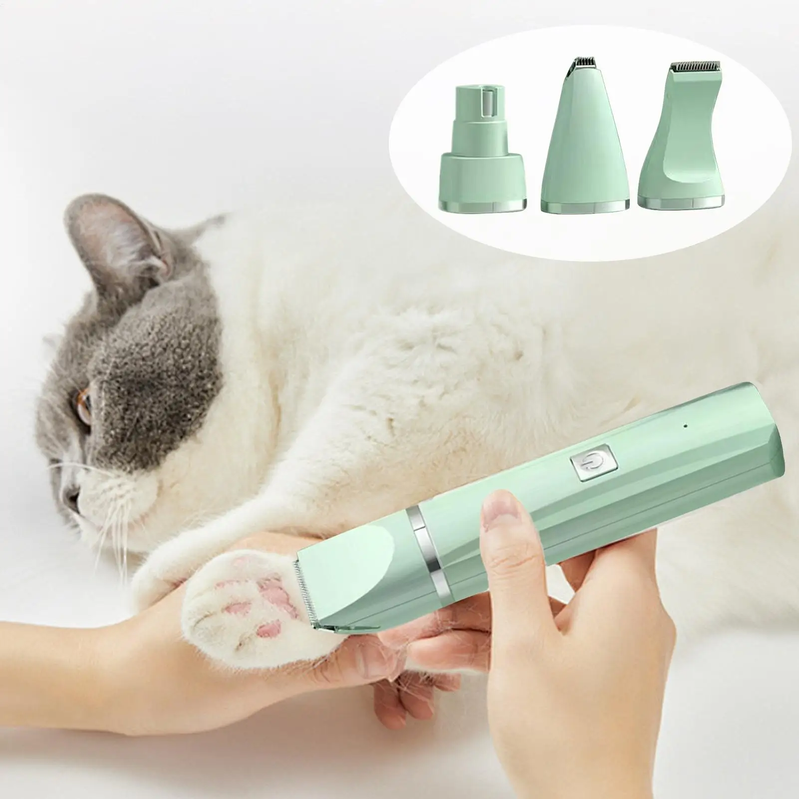 Cortaúñas para perros, afeitadora de pelo 4 en 1, herramienta trituradora de uñas eléctrica inalámbrica silenciosa para ojos de gato, cara, orejas, patas, pelo mate