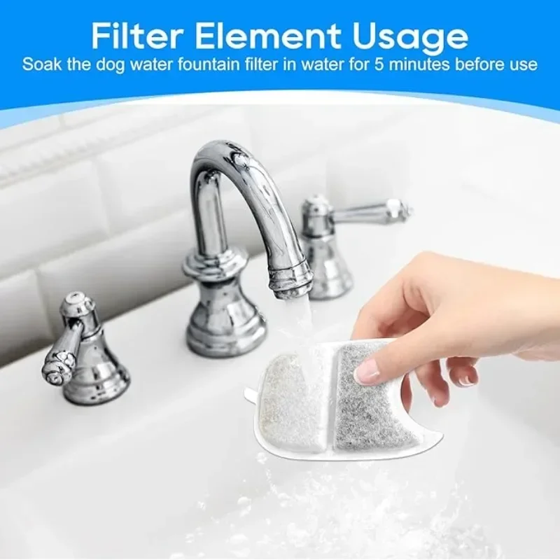 Paquete de 8 filtros + esponjas, filtro de fuente de agua para mascotas de repuesto para dispensador de agua potable para gatos de acero inoxidable sin salvaje de 4L - imagen 5