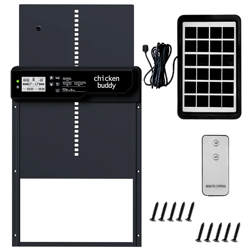 Puertas rectas automáticas solares, Anti-clip, puerta impermeable para mascotas, temporización sensible a la luz, Control remoto, puerta para gallinero - imagen 5