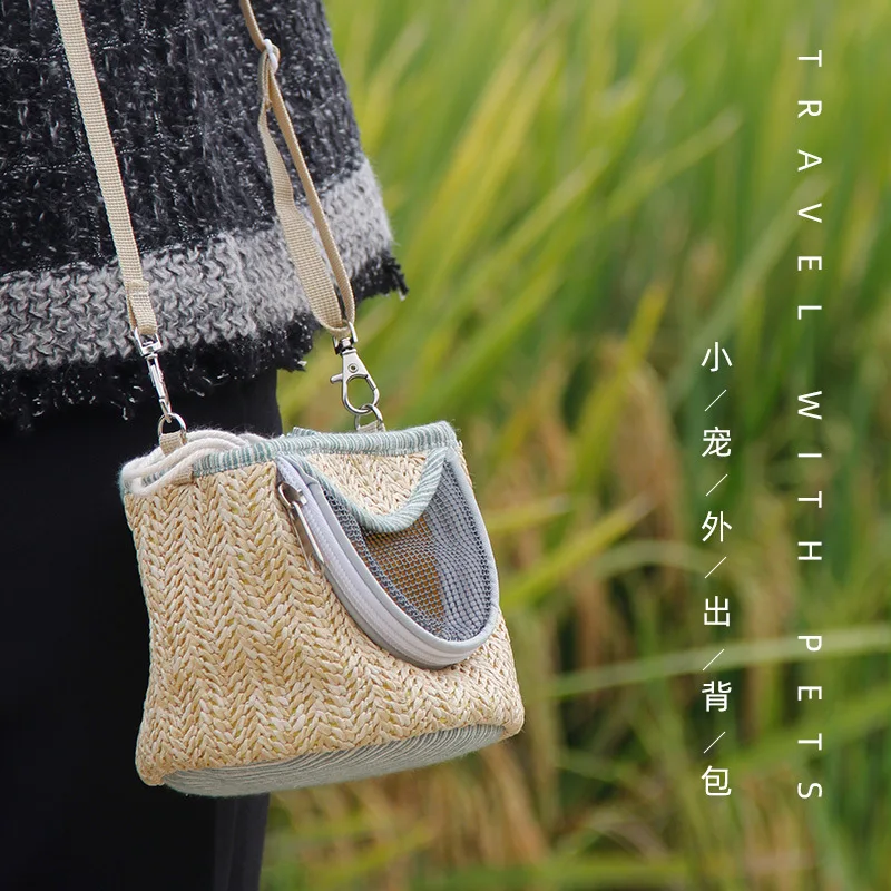 Suministros para mascotas, bolsa para hámster, mochila para salir, malla transpirable, bolsa para llevar fácil de animales pequeños